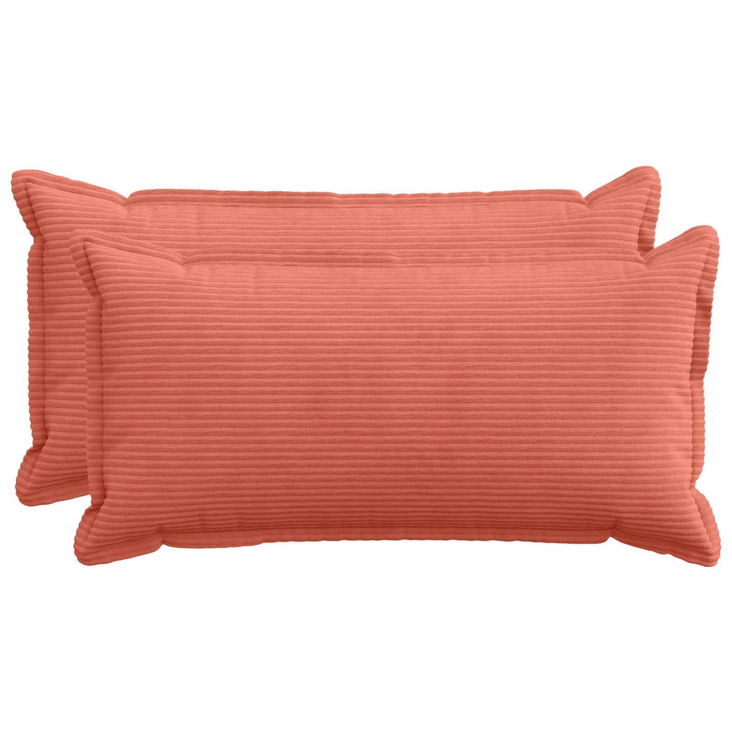 Cushion Cover 2 pcs HOUTEN Red Orange 40 x 80 cm Corduroy