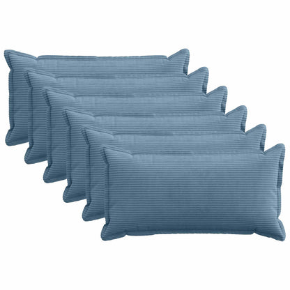 Cushion Cover 6 pcs HOUTEN Blue 40 x 80 cm Corduroy