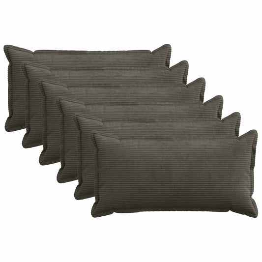 Cushion Cover 6 pcs HOUTEN Anthracite 40 x 80 cm Corduroy