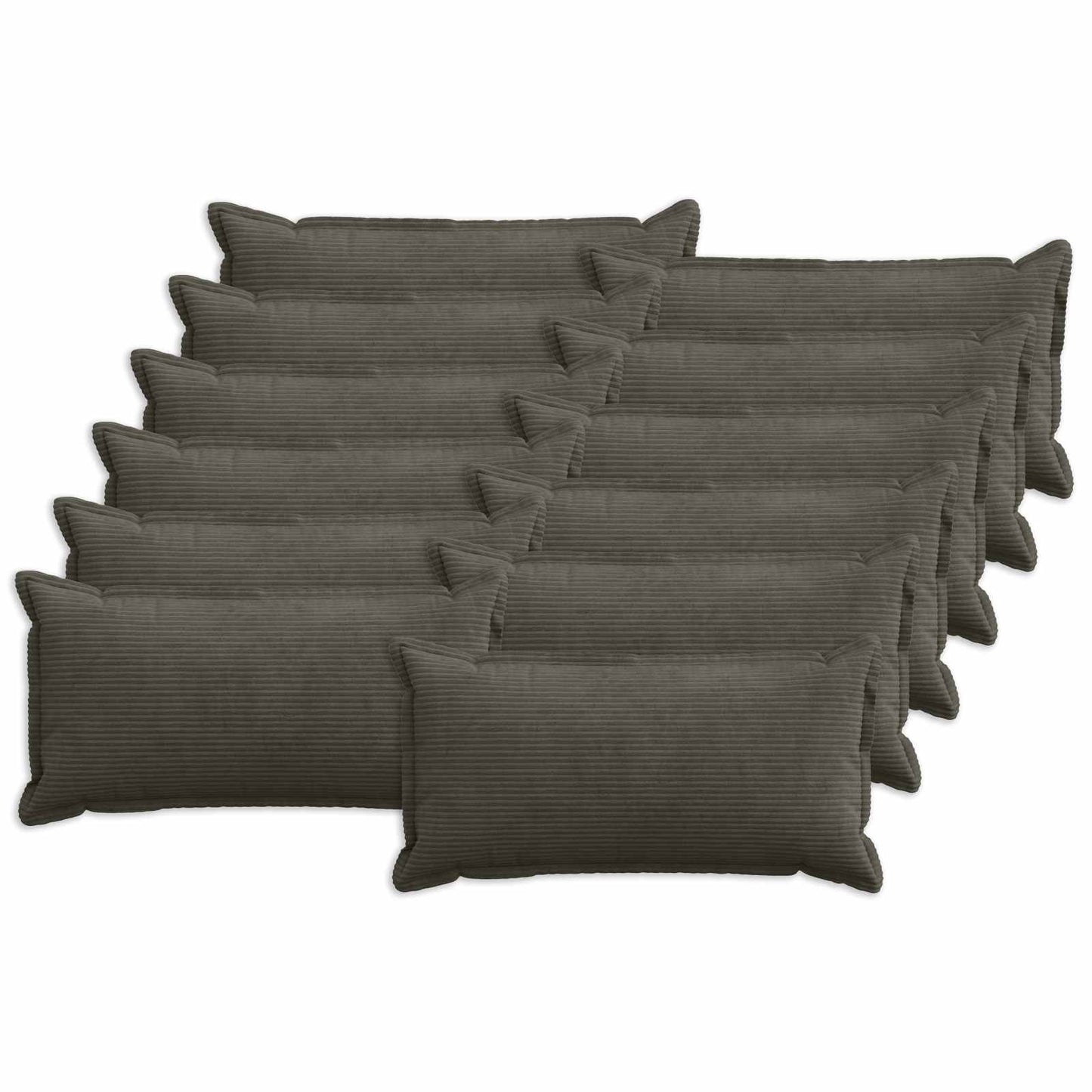 Cushion Cover 12 pcs HOUTEN Anthracite 40 x 80 cm Corduroy