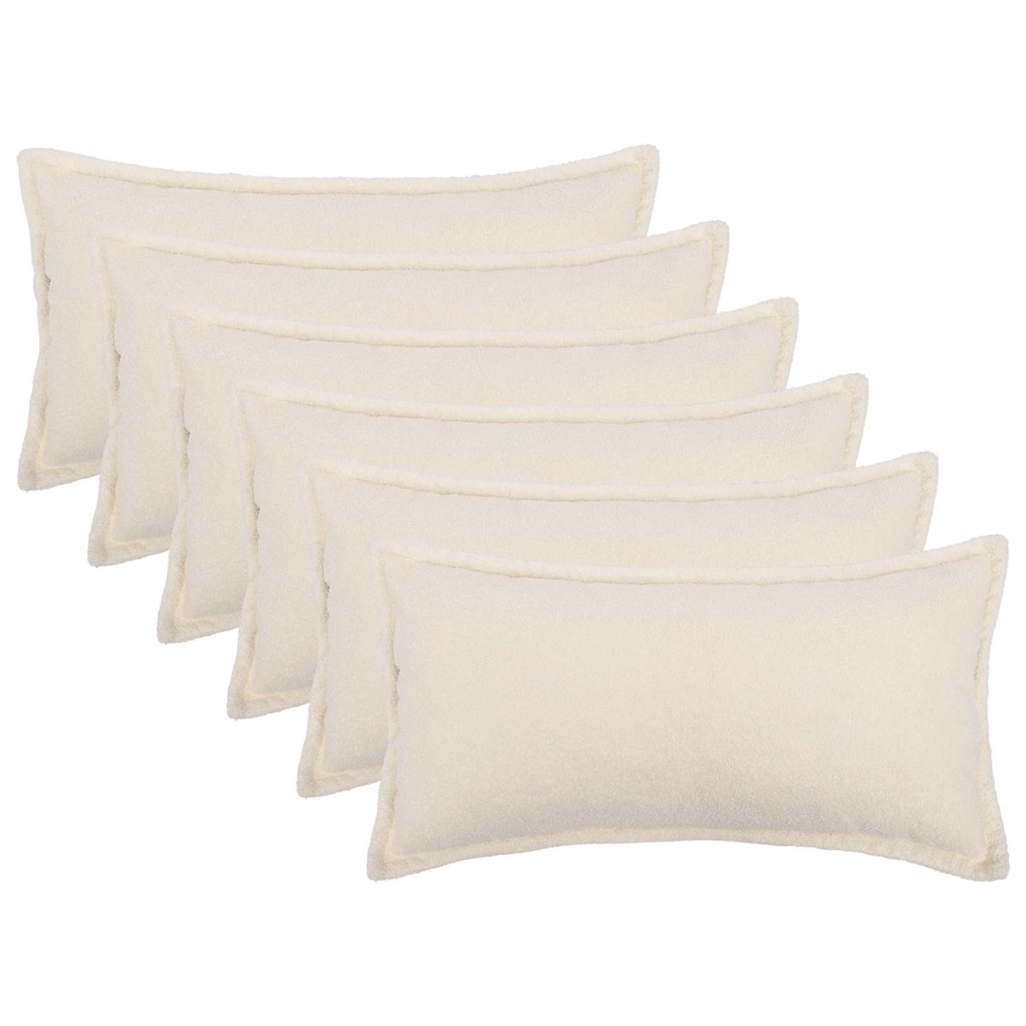 Cushion Cover 6 pcs HOUTEN Cream 40 x 80 cm Bouclé