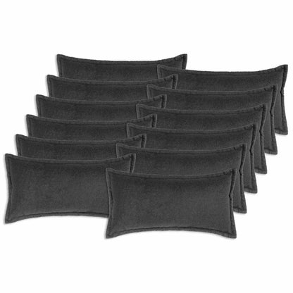 Cushion Cover 12 pcs HOUTEN Dark Grey 40 x 80 cm Bouclé
