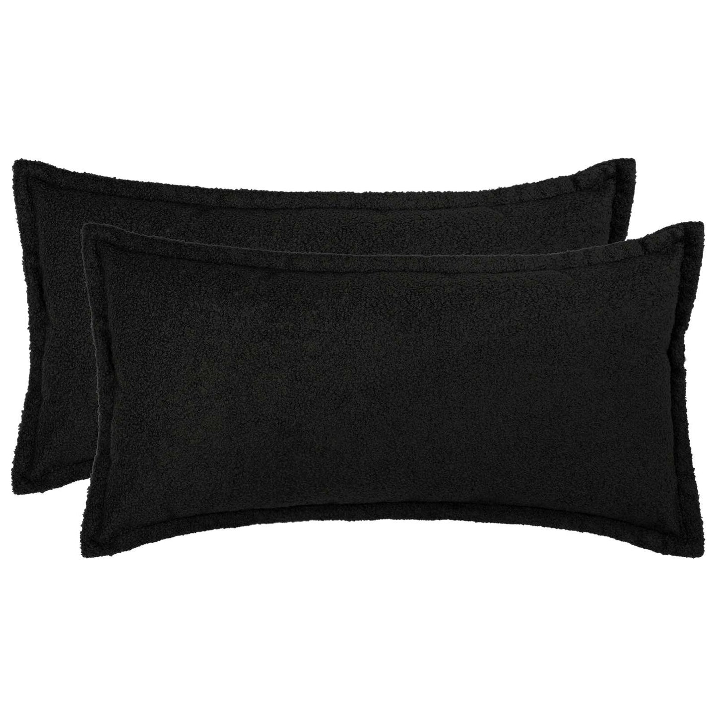 Cushion Cover 2 pcs HOUTEN Black 40 x 80 cm Bouclé