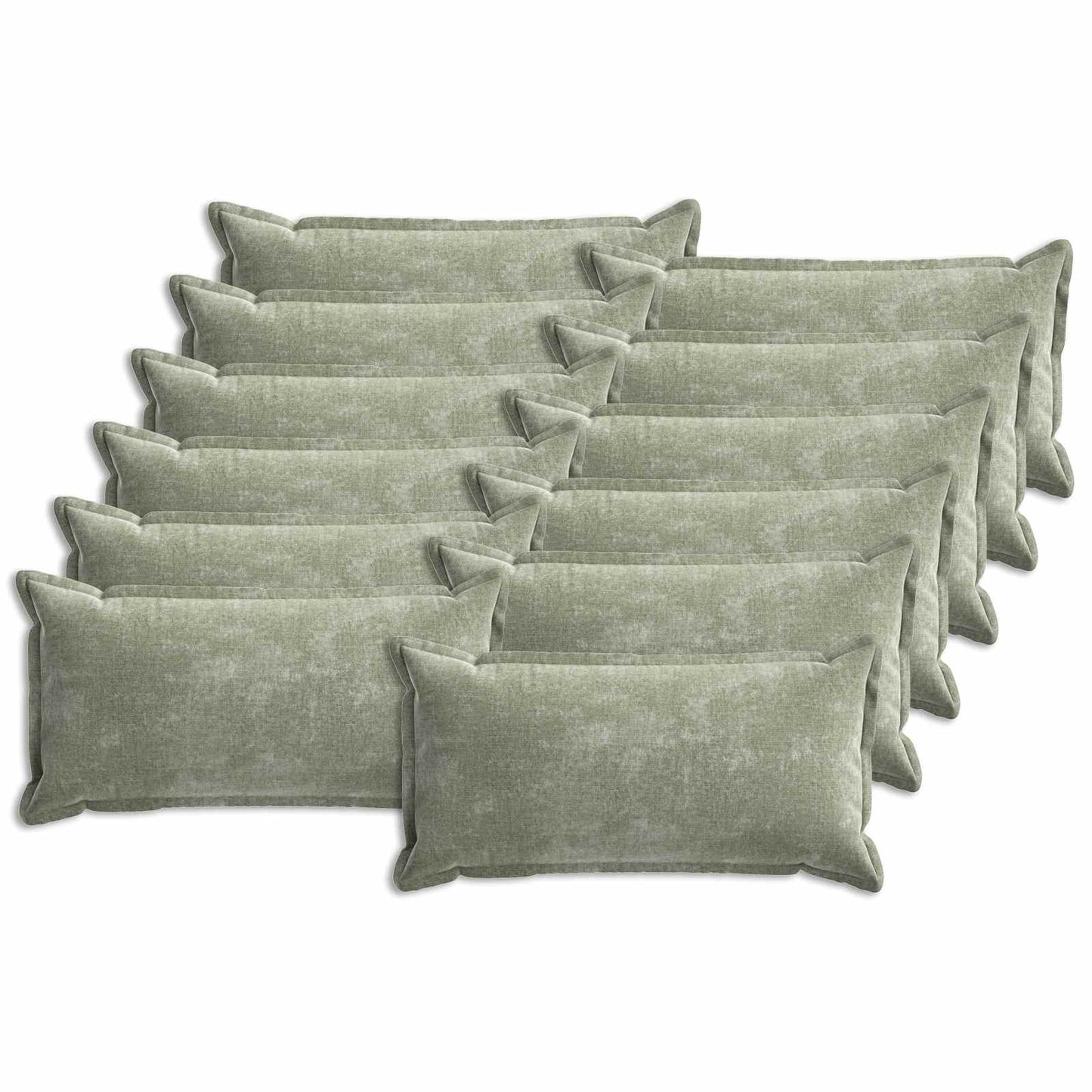 Cushion Cover 12 pcs HOUTEN Green 40 x 80 cm Chenille Fabric