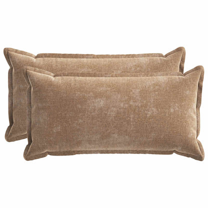 Cushion Cover 2 pcs HOUTEN Brown 40 x 80 cm Chenille Fabric