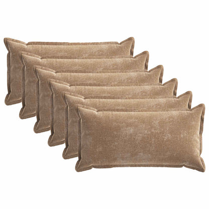 Cushion Cover 6 pcs HOUTEN Brown 40 x 80 cm Chenille Fabric