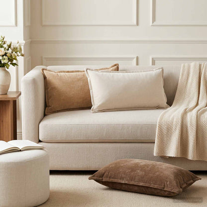 Cushion Cover 2 pcs HOUTEN Brown 40 x 80 cm Chenille Fabric