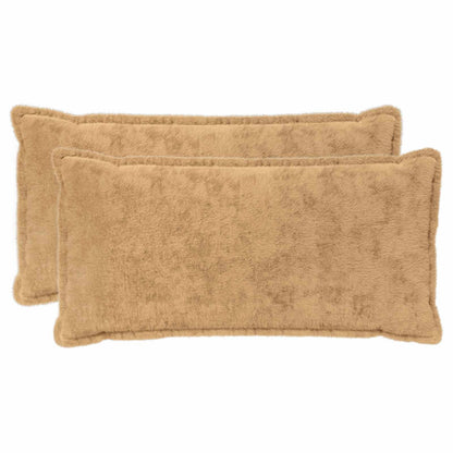 Cushion Cover 2 pcs HOUTEN Taupe 40 x 80 cm Faux Rabbit Fur