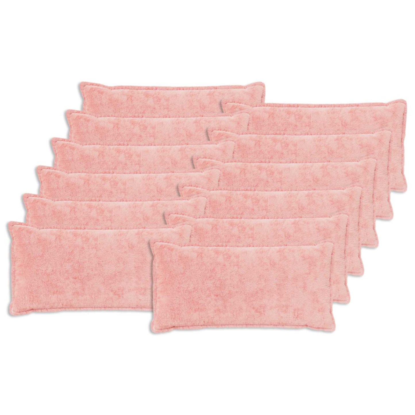 Cushion Cover 12 pcs HOUTEN Pink 40 x 80 cm Faux Rabbit Fur