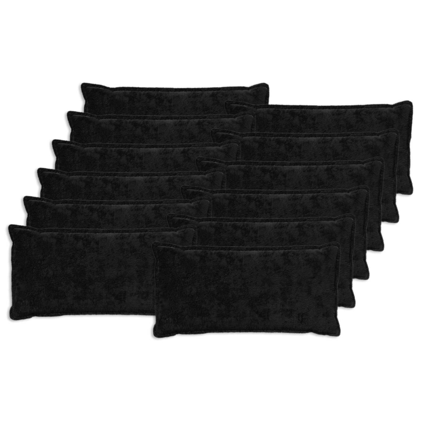 Cushion Cover 12 pcs HOUTEN Black 40 x 80 cm Faux Rabbit Fur