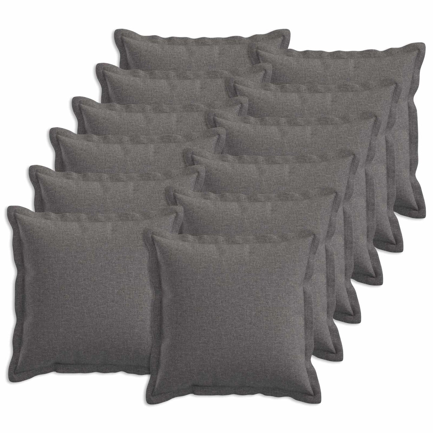 Cushion Cover 12 pcs HOUTEN Light Grey 45 x 45 cm Faux Linen