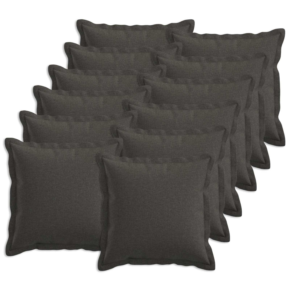 Cushion Cover 12 pcs HOUTEN Dark Grey 45 x 45 cm Faux Linen