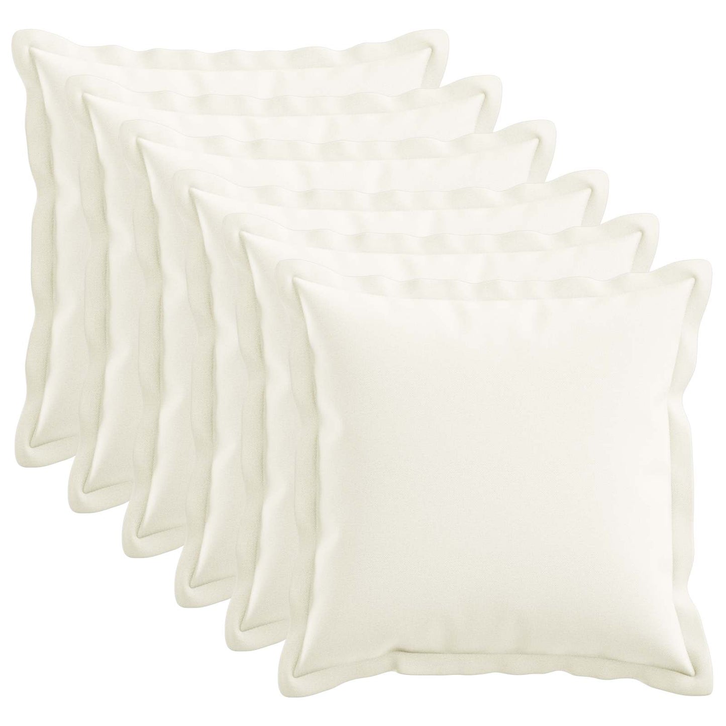 Cushion Cover 6 pcs HOUTEN White 45 x 45 cm Faux Linen