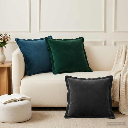 Cushion Cover 6 pcs HOUTEN Dark Green 50 x 50 cm Velvet