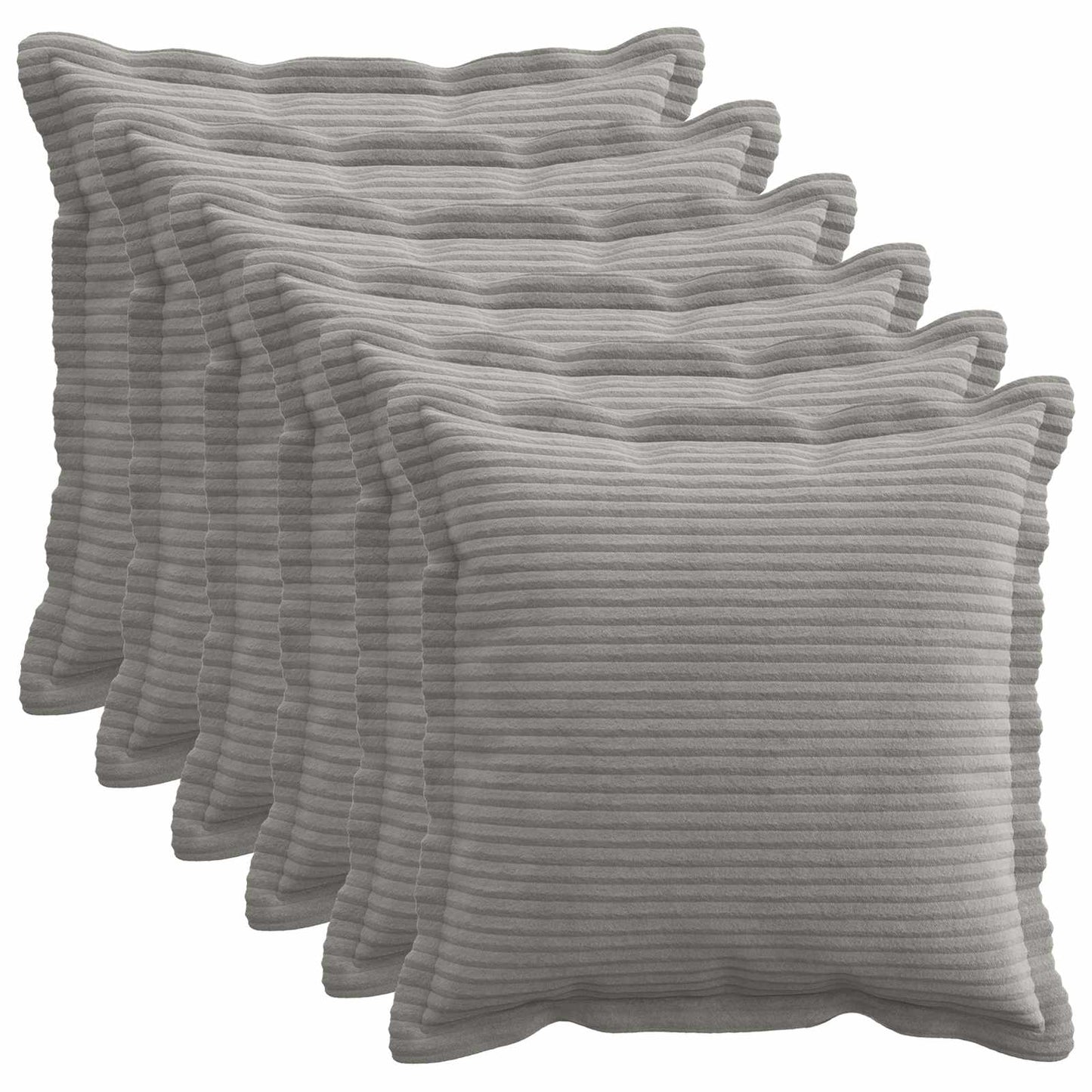 Cushion Cover 6 pcs HOUTEN Light Grey 45 x 45 cm Corduroy