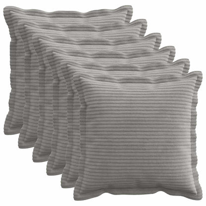 Cushion Cover 6 pcs HOUTEN Light Grey 45 x 45 cm Corduroy