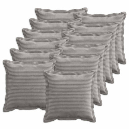 Cushion Cover 12 pcs HOUTEN Light Grey 45 x 45 cm Corduroy