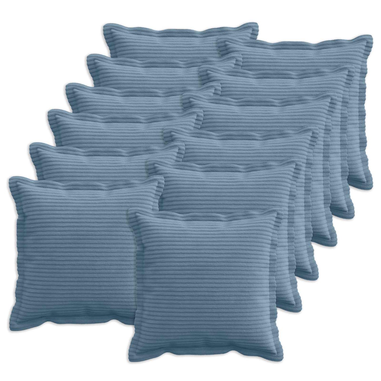 Cushion Cover 12 pcs HOUTEN Blue 45 x 45 cm Corduroy