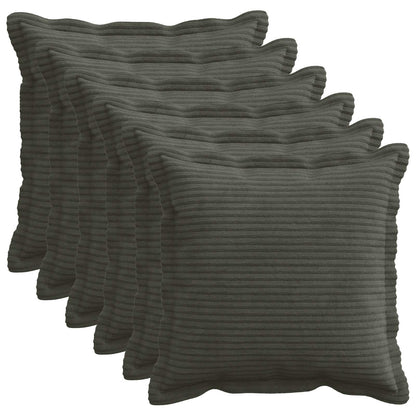 Cushion Cover 6 pcs HOUTEN Anthracite 45 x 45 cm Corduroy