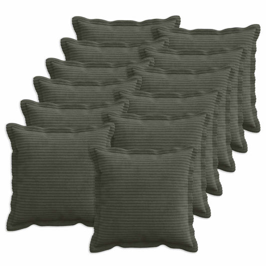 Cushion Cover 12 pcs HOUTEN Anthracite 45 x 45 cm Corduroy