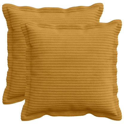 Cushion Cover 2 pcs HOUTEN Yellow 45 x 45 cm Corduroy