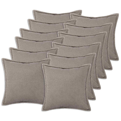 Cushion Cover 12 pcs HOUTEN Light Grey 45 x 45 cm Bouclé