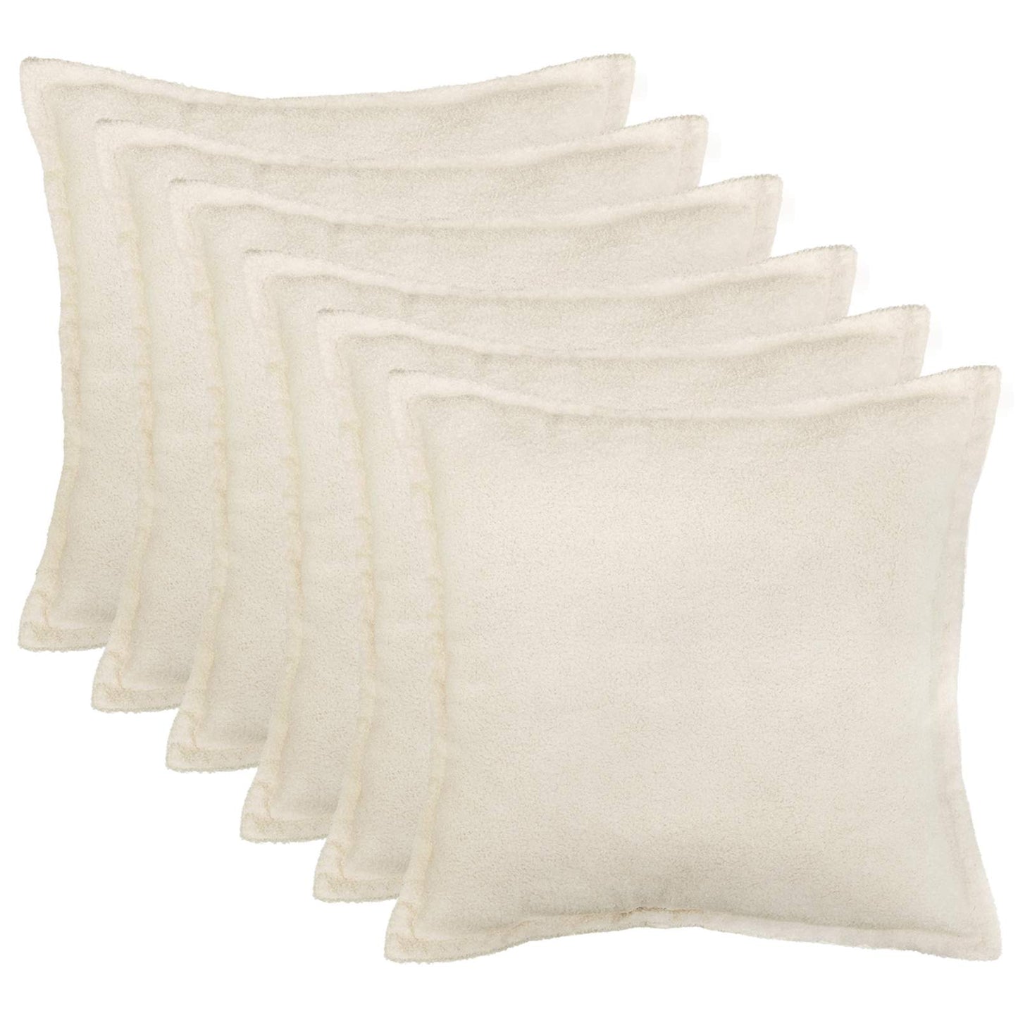 Cushion Cover 6 pcs HOUTEN Cream 45 x 45 cm Bouclé