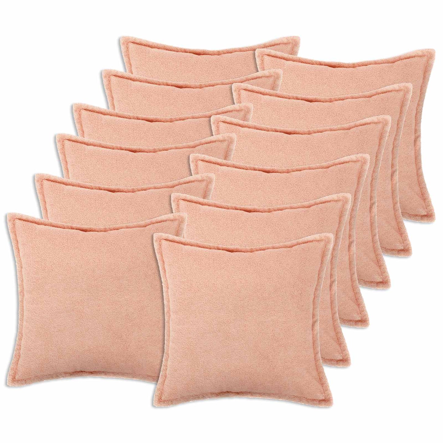 Cushion Cover 12 pcs HOUTEN Pink 45 x 45 cm Bouclé