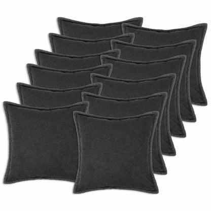 Cushion Cover 12 pcs HOUTEN Dark Grey 45 x 45 cm Bouclé