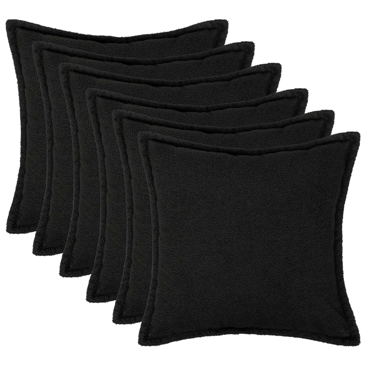 Cushion Cover 6 pcs HOUTEN Black 45 x 45 cm Bouclé