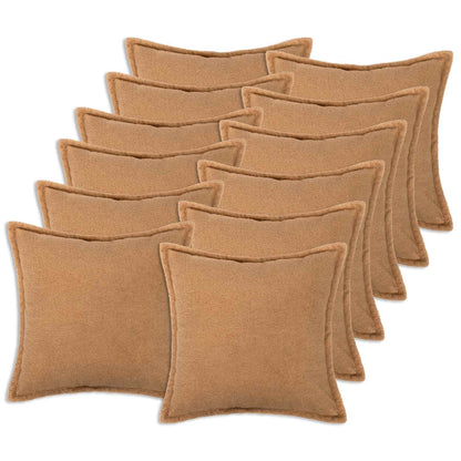 Cushion Cover 12 pcs HOUTEN Beige 45 x 45 cm Bouclé