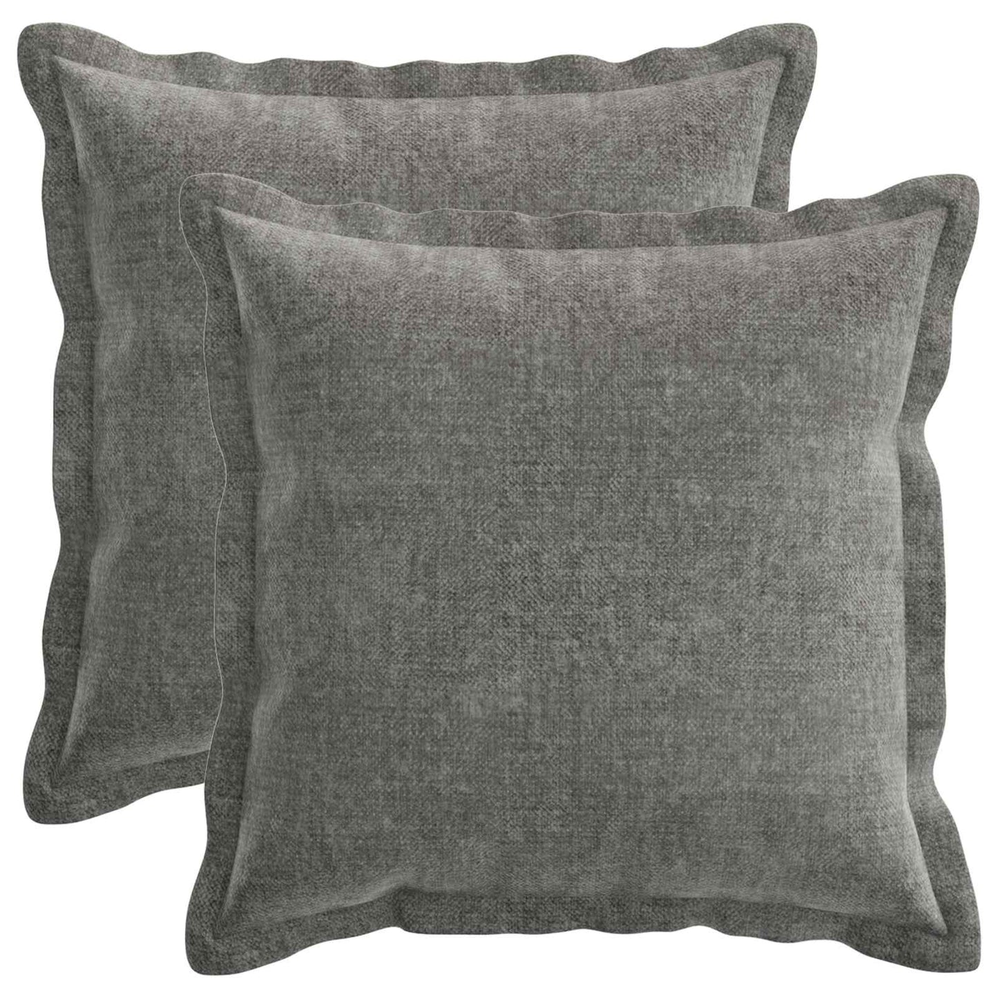 Cushion Cover 2 pcs HOUTEN Dark Grey 45 x 45 cm Chenille Fabric