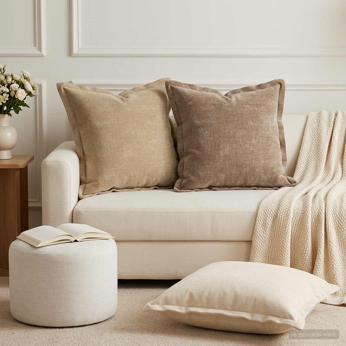 Cushion Cover 6 pcs HOUTEN Brown 50 x 50 cm Chenille Fabric