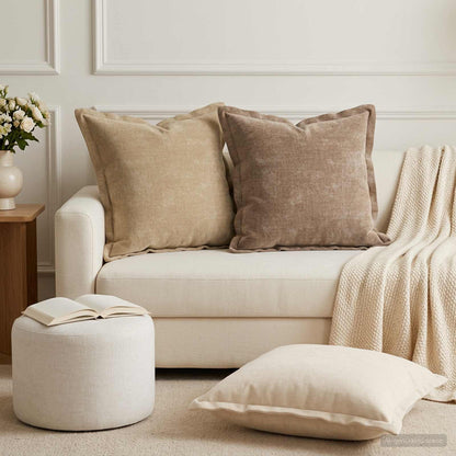 Cushion Cover 6 pcs HOUTEN Brown 50 x 50 cm Chenille Fabric