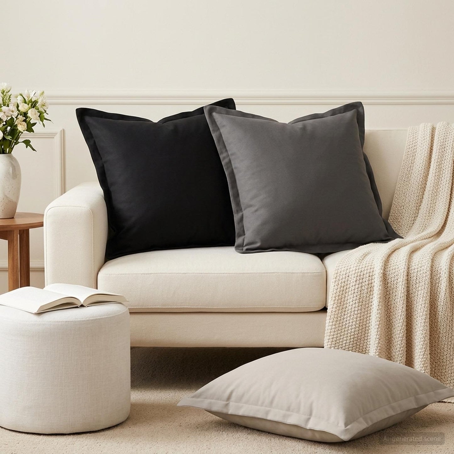 Cushion Cover 12 pcs HOUTEN Anthracite 50 x 50 cm Polyester