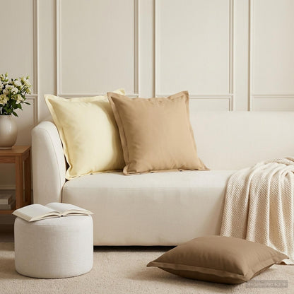 Cushion Cover 6 pcs HOUTEN Cream 45 x 45 cm Polyester
