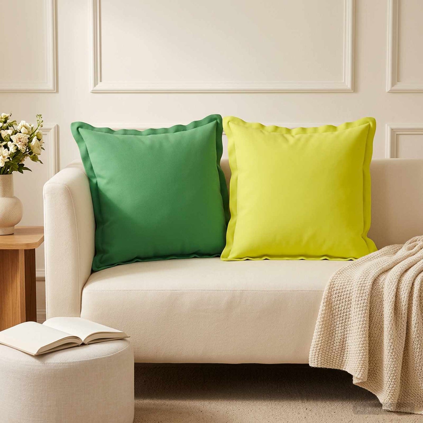 Cushion Cover 6 pcs HOUTEN Green 45 x 45 cm Polyester