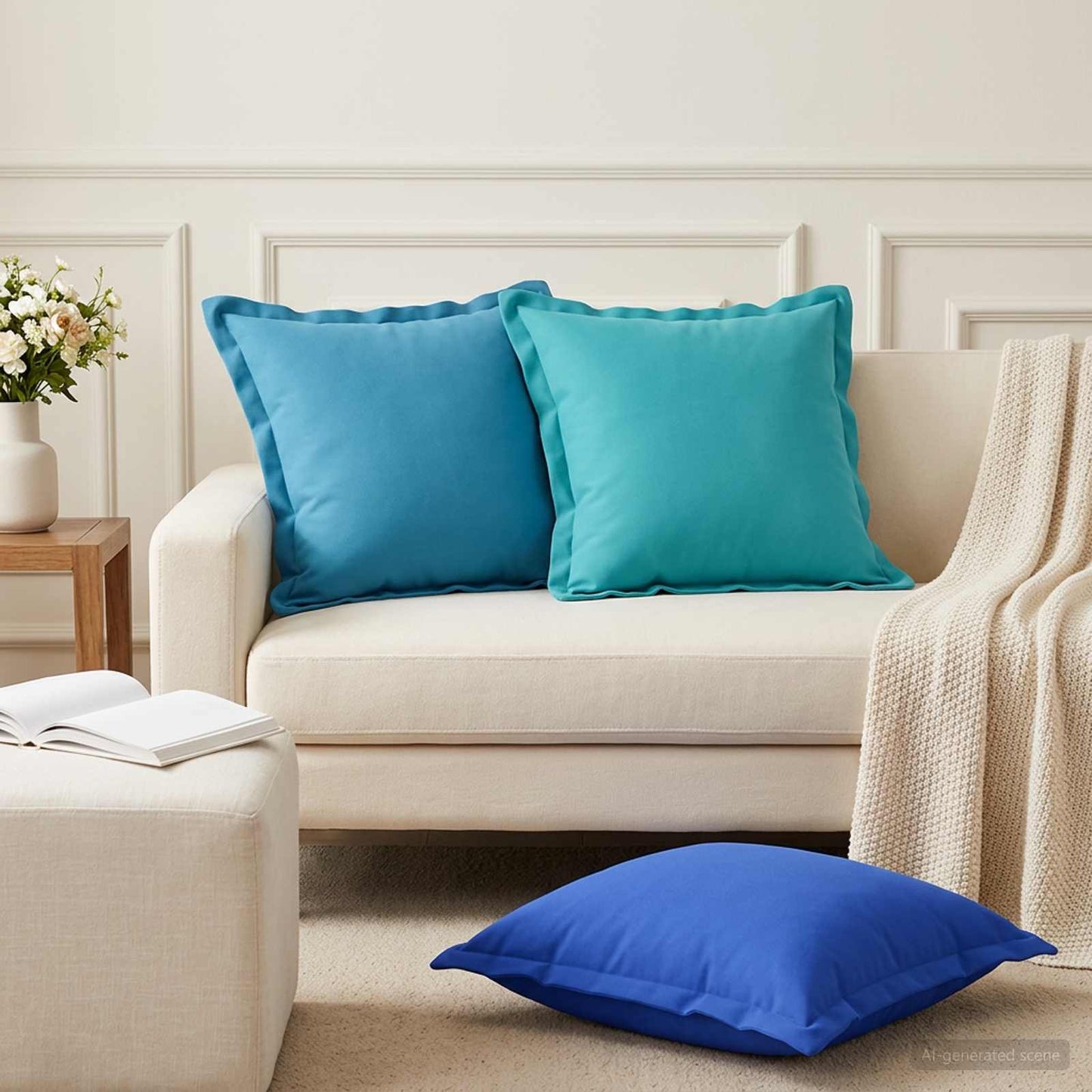 Cushion Cover 6 pcs HOUTEN Turquoise 50 x 50 cm Polyester
