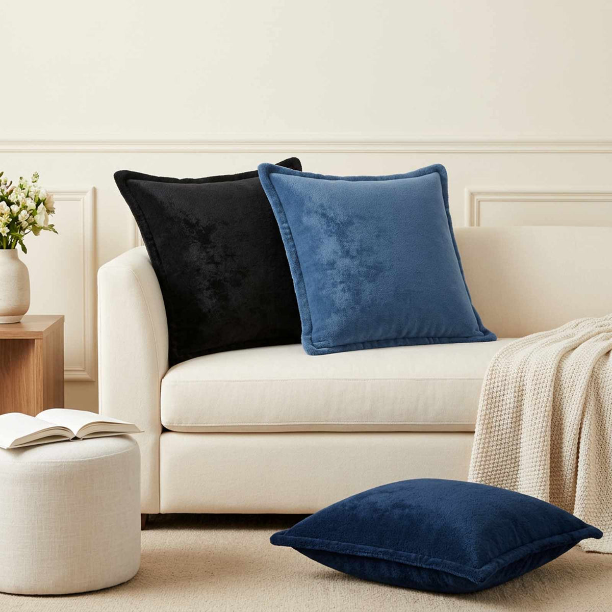 Cushion Cover 2 pcs HOUTEN Light Blue 45 x 45 cm Flannel