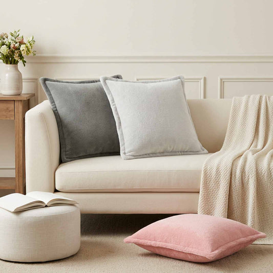 Cushion Cover 2 pcs HOUTEN Light Grey 45 x 45 cm Flannel