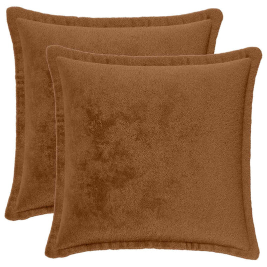 Cushion Cover 2 pcs HOUTEN Light Brown 45 x 45 cm Flannel