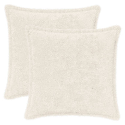 Cushion Cover 2 pcs HOUTEN White 45 x 45 cm Faux Rabbit Fur