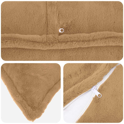Cushion Cover 12 pcs HOUTEN Taupe 45 x 45 cm Faux Rabbit Fur