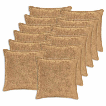 Cushion Cover 12 pcs HOUTEN Taupe 45 x 45 cm Faux Rabbit Fur