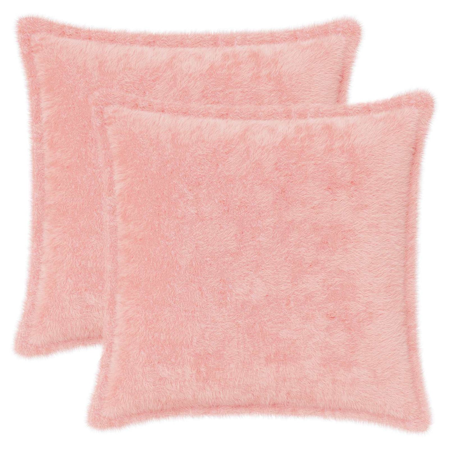Cushion Cover 2 pcs HOUTEN Pink 45 x 45 cm Faux Rabbit Fur