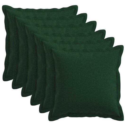 Cushion Cover 6 pcs HOUTEN Dark Green 50 x 50 cm Faux Linen