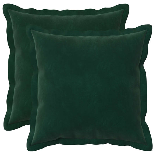 Cushion Cover 2 pcs HOUTEN Dark Green 50 x 50 cm Velvet