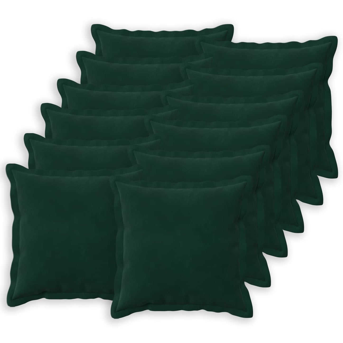 Cushion Cover 12 pcs HOUTEN Dark Green 50 x 50 cm Velvet