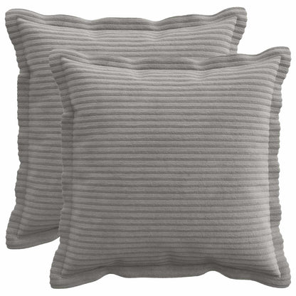 Cushion Cover 2 pcs HOUTEN Light Grey 50 x 50 cm Corduroy