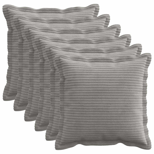 Cushion Cover 6 pcs HOUTEN Light Grey 50 x 50 cm Corduroy